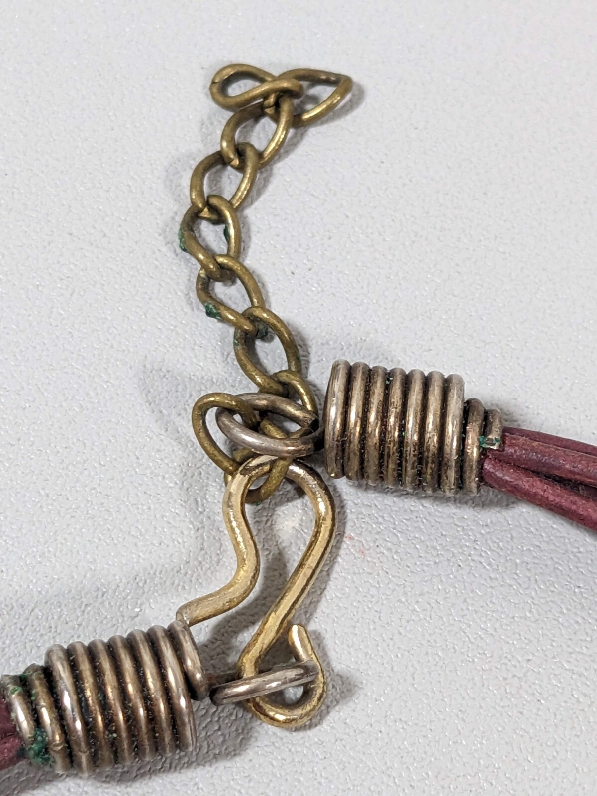 Purple Pink Curved Bar Multi Cord Necklace Artisan Style 19 inches