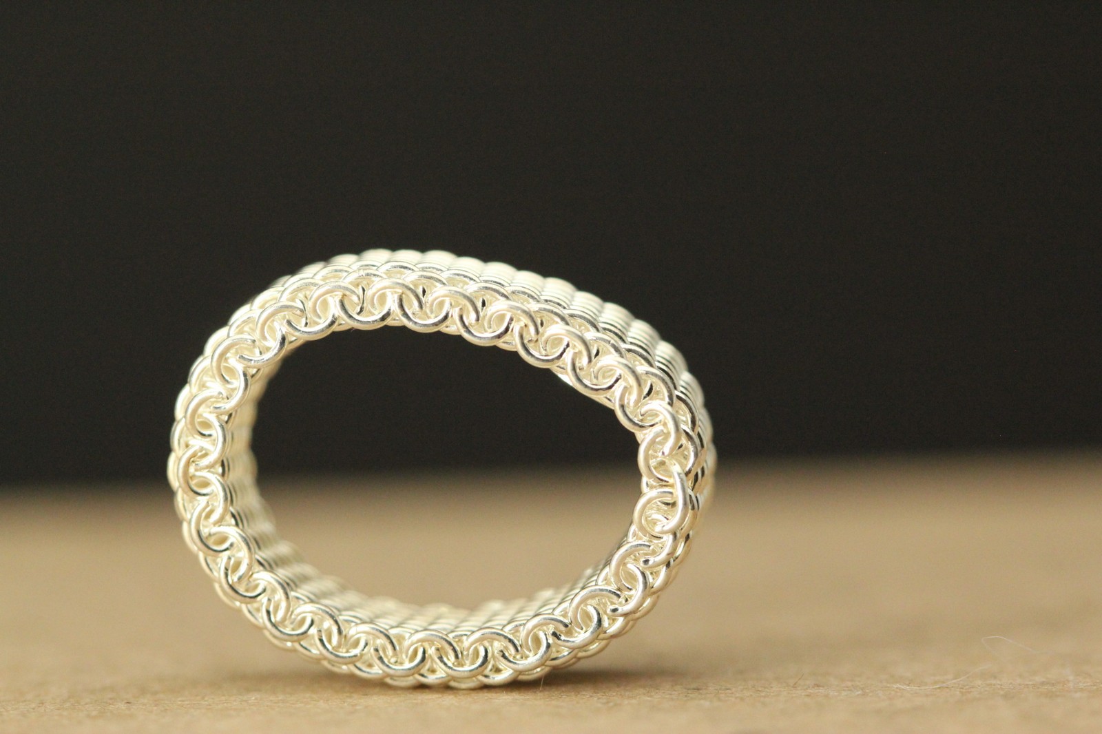 925 Sterling Silver Woven ? “Mail” Size 6.75 Ring 5.6 Grams (RIN9471)