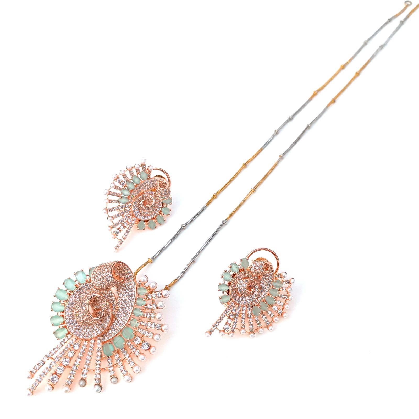 Multi Stone & Cubic Zirconia Pendant -Stud, Wedding Jewelry Anniversary Gifts