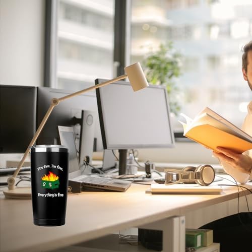 Funny Gifts for Women Men 20 OZ Stainless Steel Tumbler-Office Decor Desk Fire