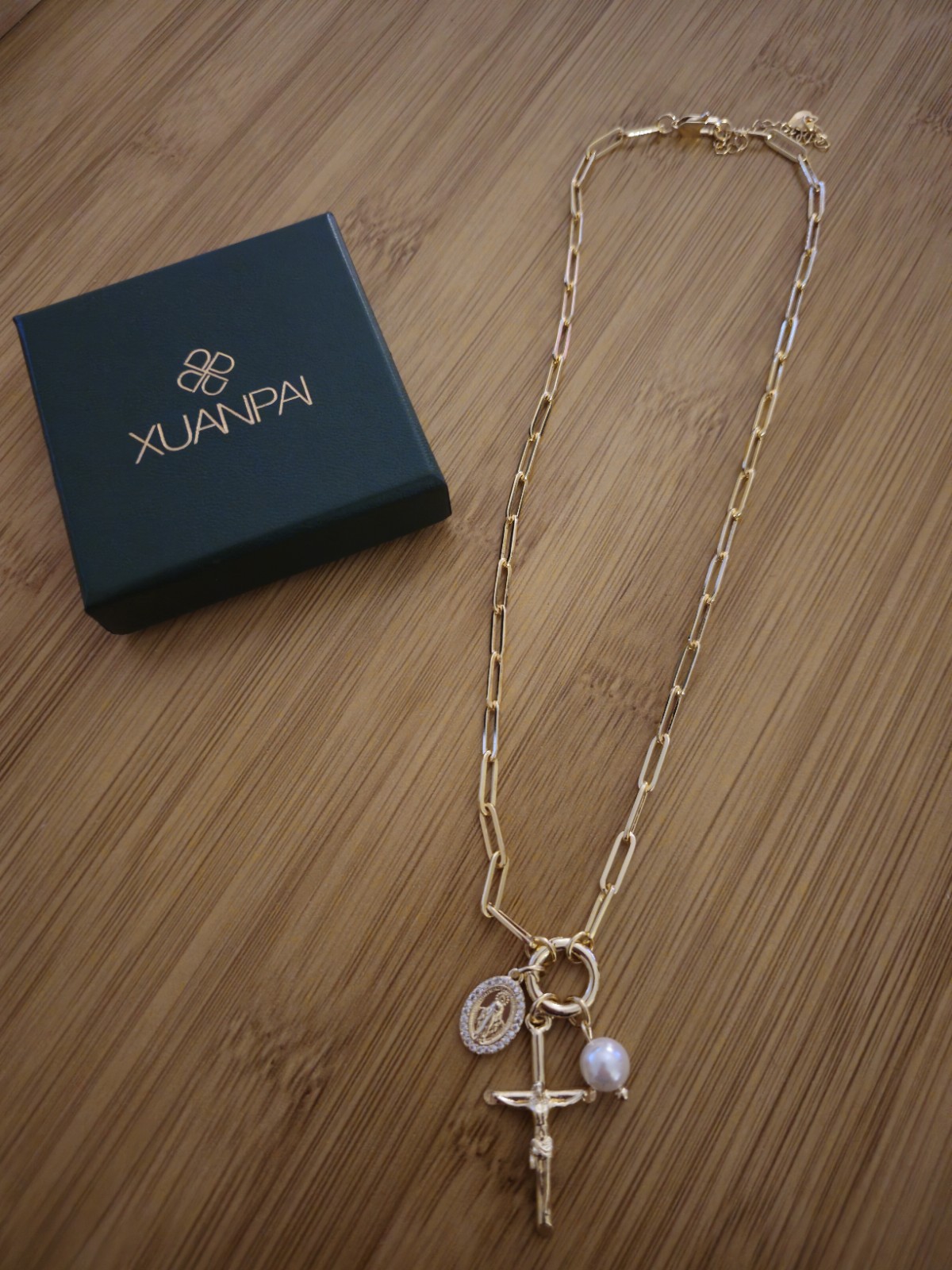 XUANPAI 14k Gold Plated Virgin Mary Necklace,Hypoallergenic Non Tarnish