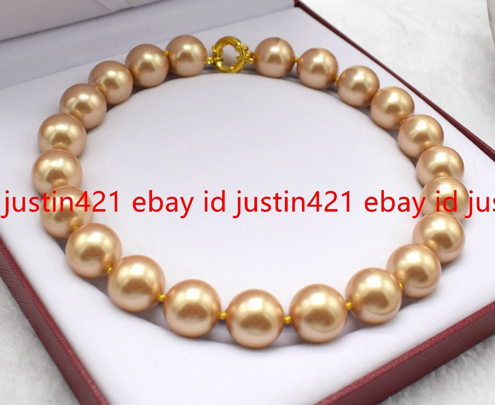 Huge 18mm Natural Gold South Sea Shell Pearl Round Beads Necklace 16-36″ AAA