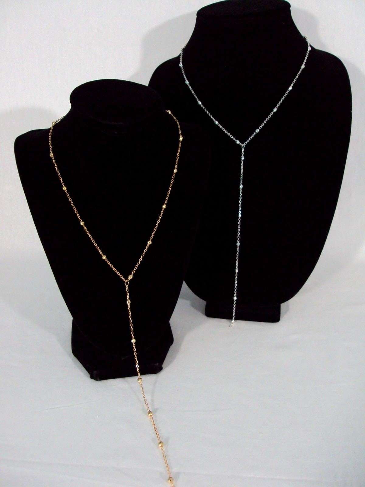 Dainty Silver Gold Choker Lariat Necklace Bead Station Y Drop Chain Simple New