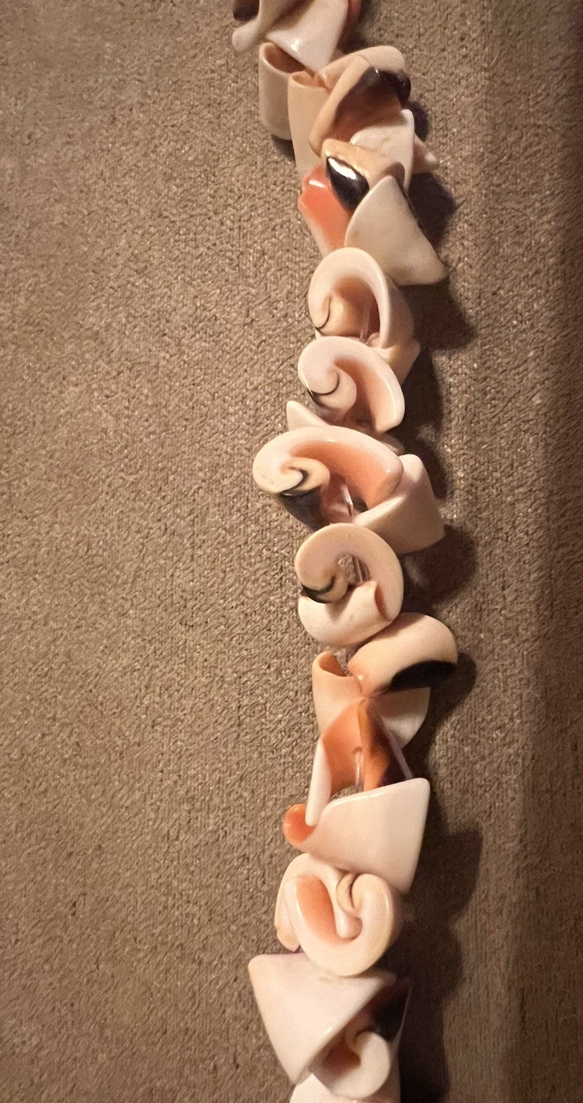Matching shell anklet and choker necklace (pink/orange/white/black)15”