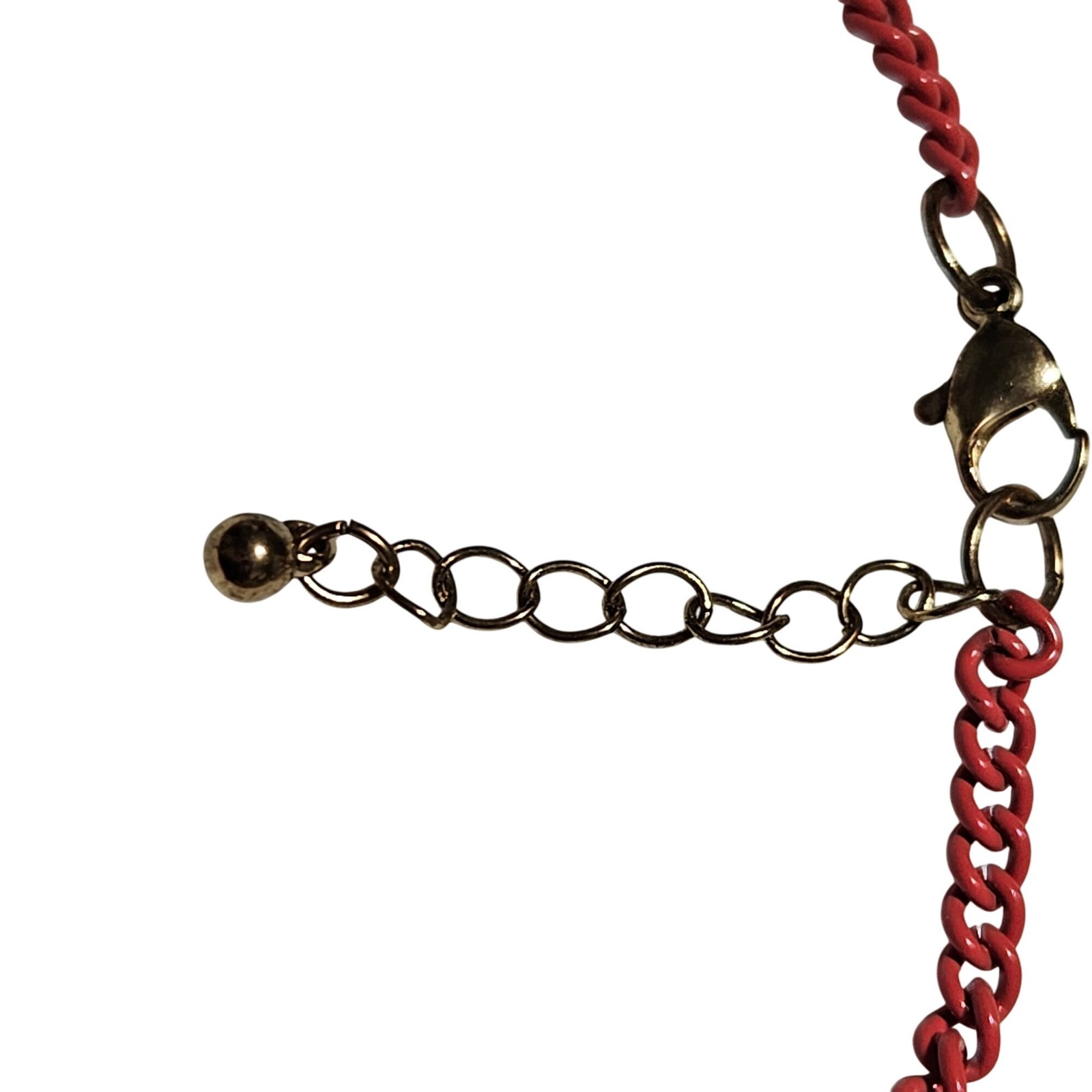 Retro Red Chain Charm Bracelet Gold Tone Metal Charms White Tassels Statement