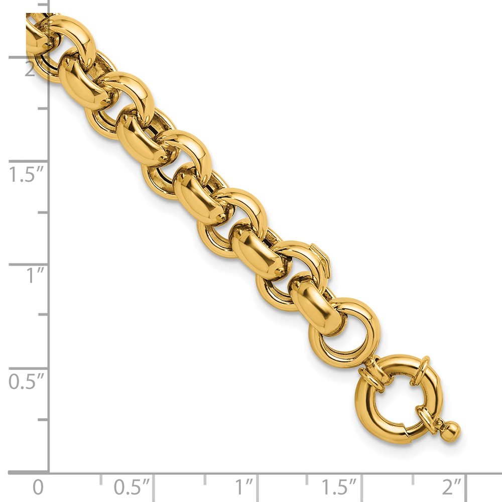 14K Yellow Gold Polished 9.1mm Open Link Rolo Chain Bracelet 8″
