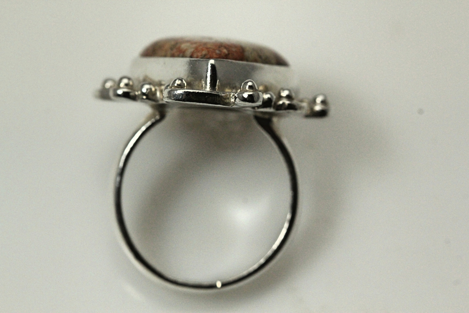 925 Sterling Silver Size 7.75 Teardrop Red & Brown Stone Ring 9.7 Gram (RIN8156)