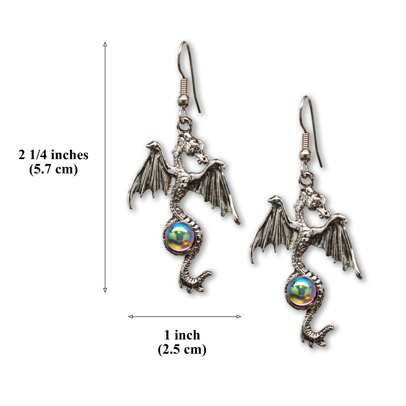 Mystical Gothic Dragon Pewter Earrings Medieval Renaissance Jewelry #955AB