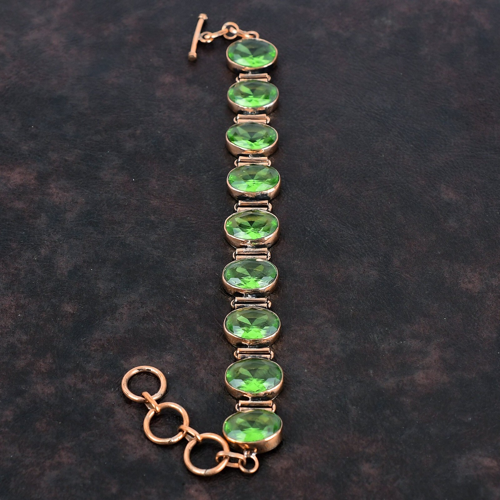 Green Amethyst Gemstone Jewelry Copper Gift For Mum Adjustable Bracelet 6.0″