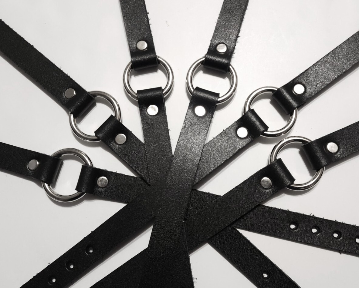 5/8″ Premium Leather Choker Necklace Center O-Ring Goth New Hardware Options!