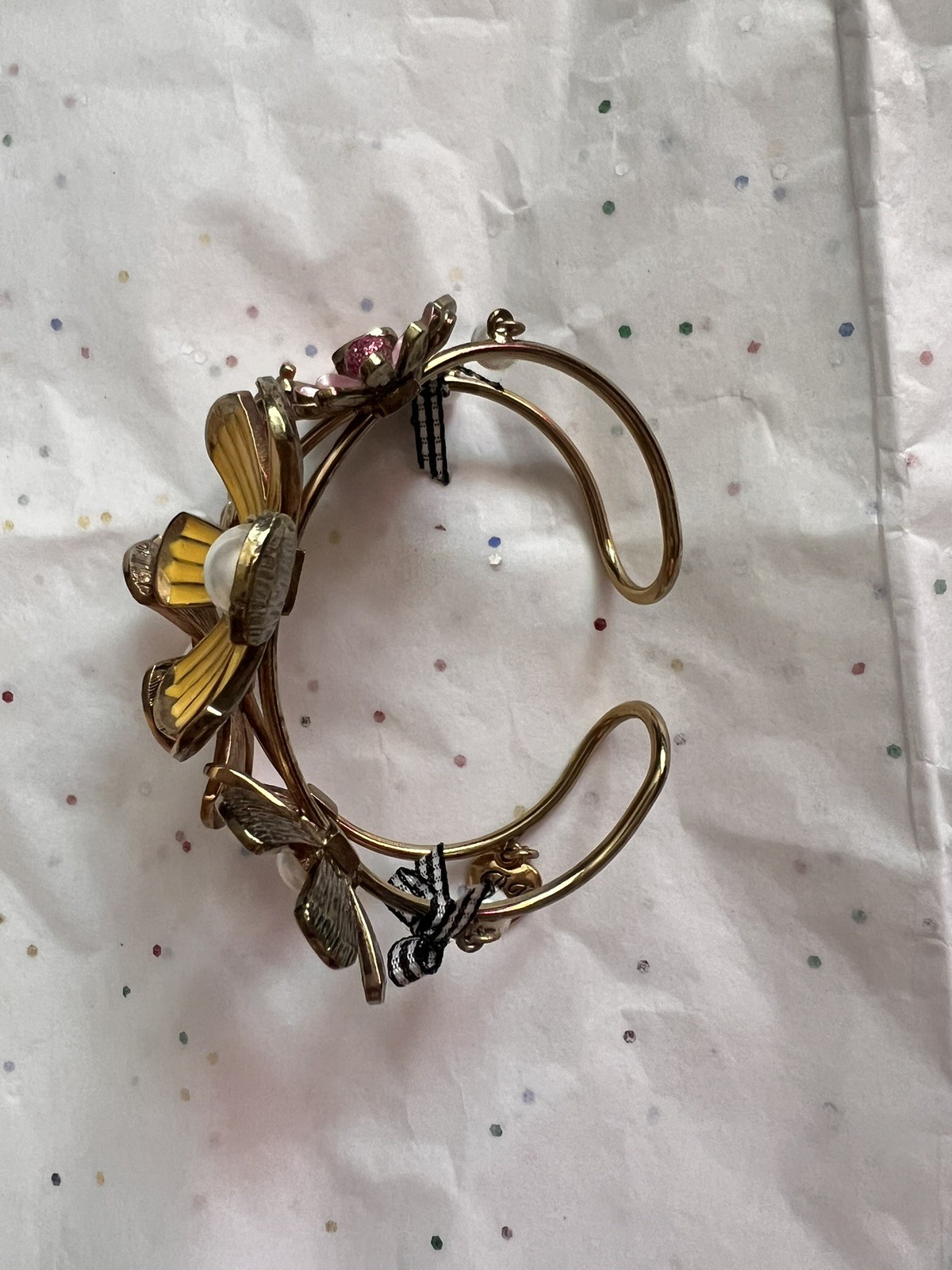 Betsey Johnson Picnic Flower Garden Necklace ring cuff bracelet set of 3