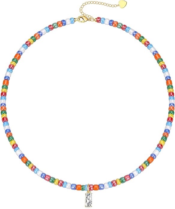 Btysun Multi-Color Beaded Necklace for Women Birthstone April 16″ Long Special