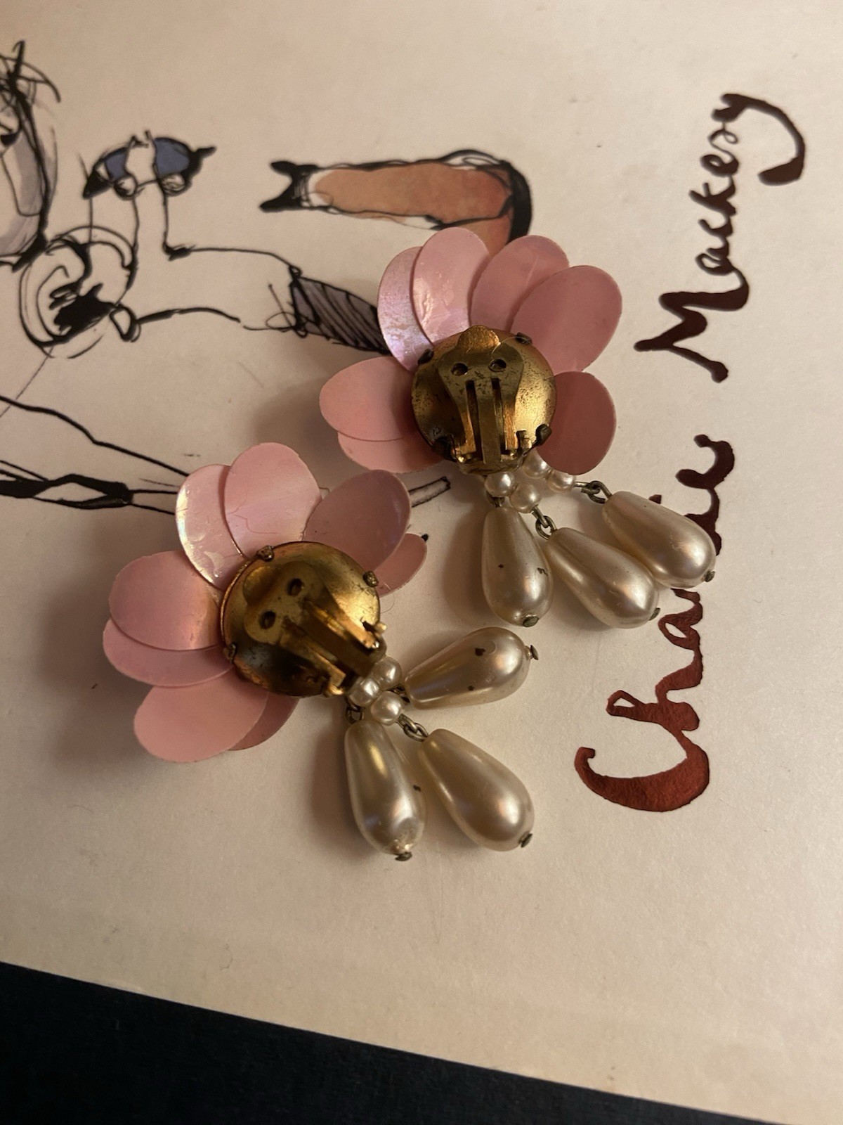 Vintage 1950s Movable Petal Flower Clip-On Earrings