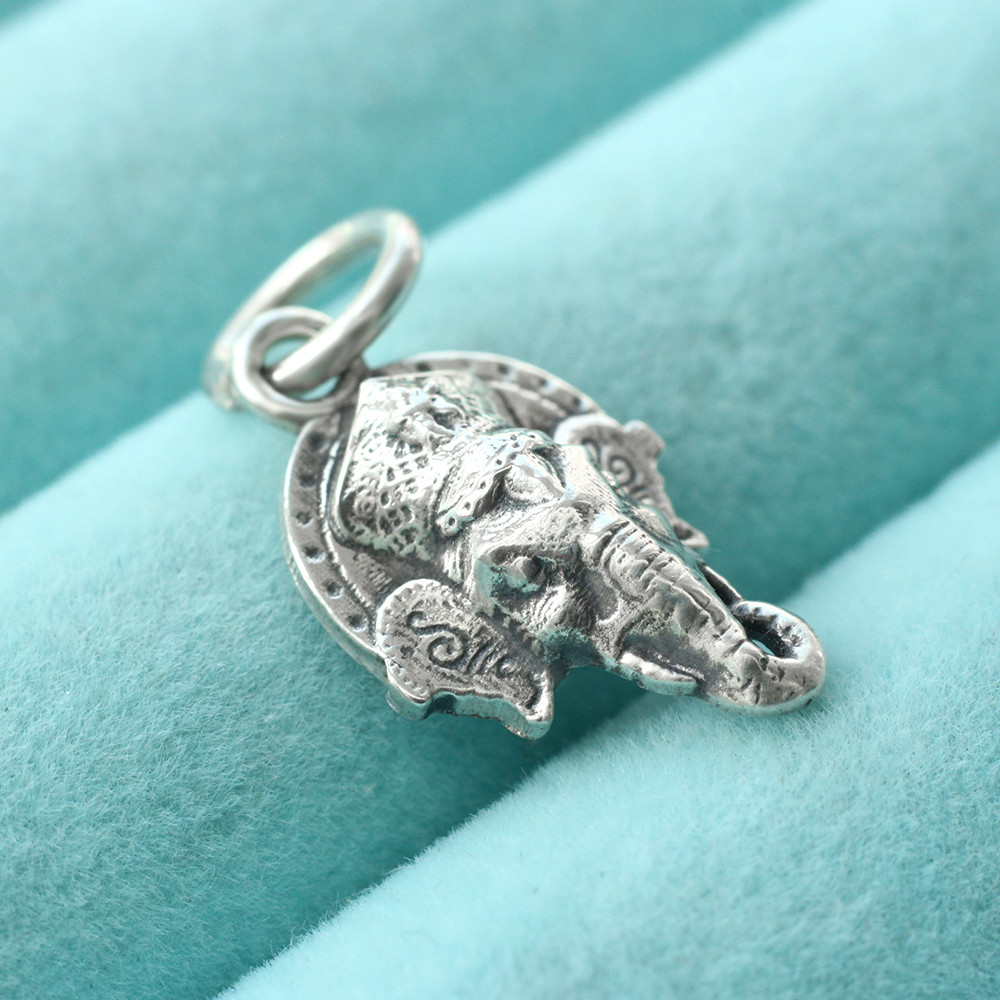 India God Ganesha Elephant Mandala Charm Pendant In Real 925 Sterling Silver New
