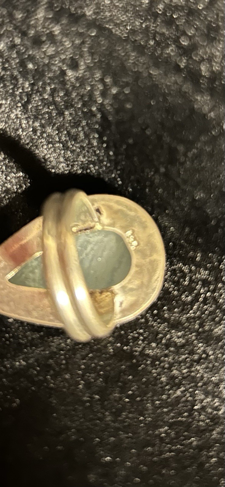 925 Silver Vintage Bezel-Set Green Teardrop Cabochon Stackable Ring Size 7 1/2