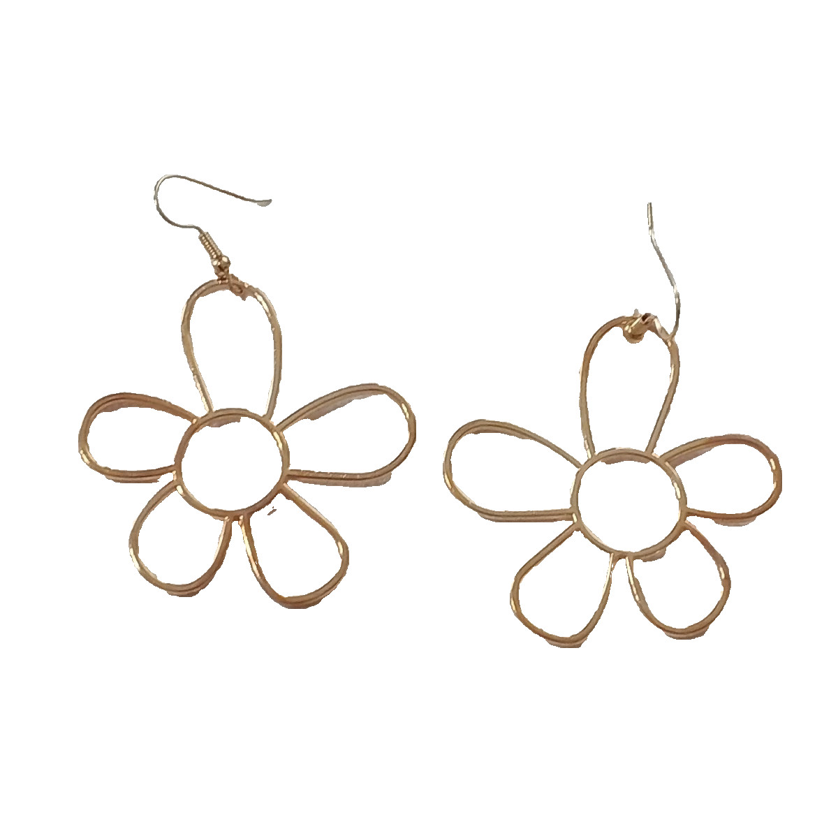 Summer Flower Dangle Earrings Fish Hook Brass Plated Gold Fashion Jewelry