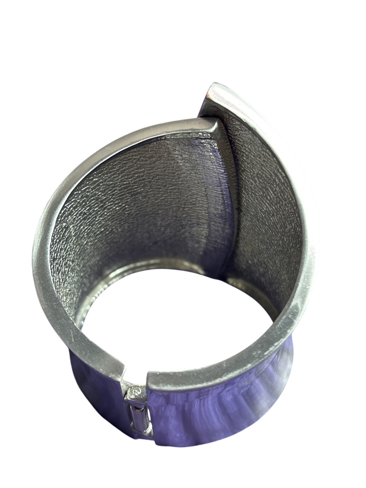 Modernist Silvertone Chunky Hinged Clamper Bracelet 6.5 inches