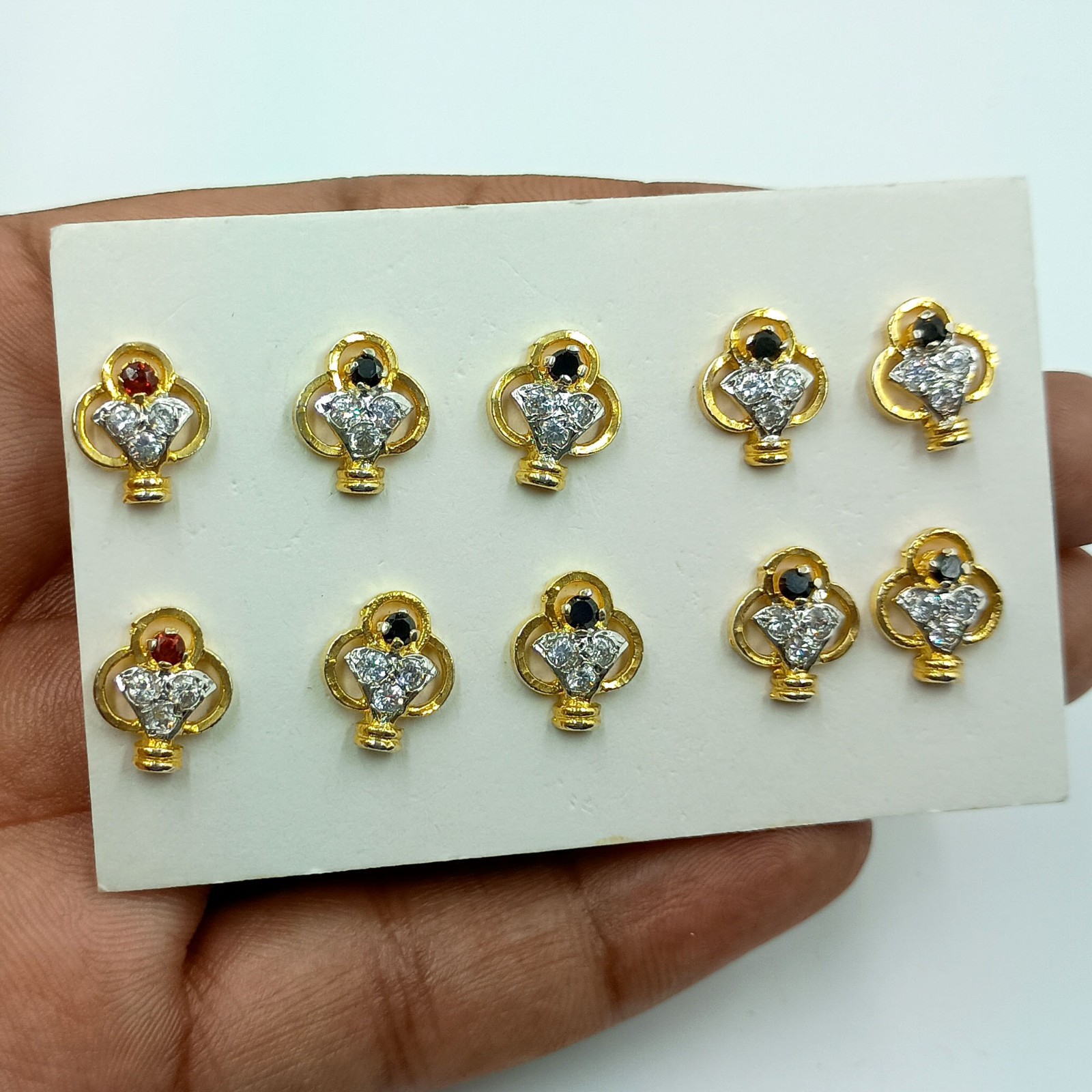 22k Gold Plated CZ Stud Earrings Handmade Traditional South Indian Jewelry