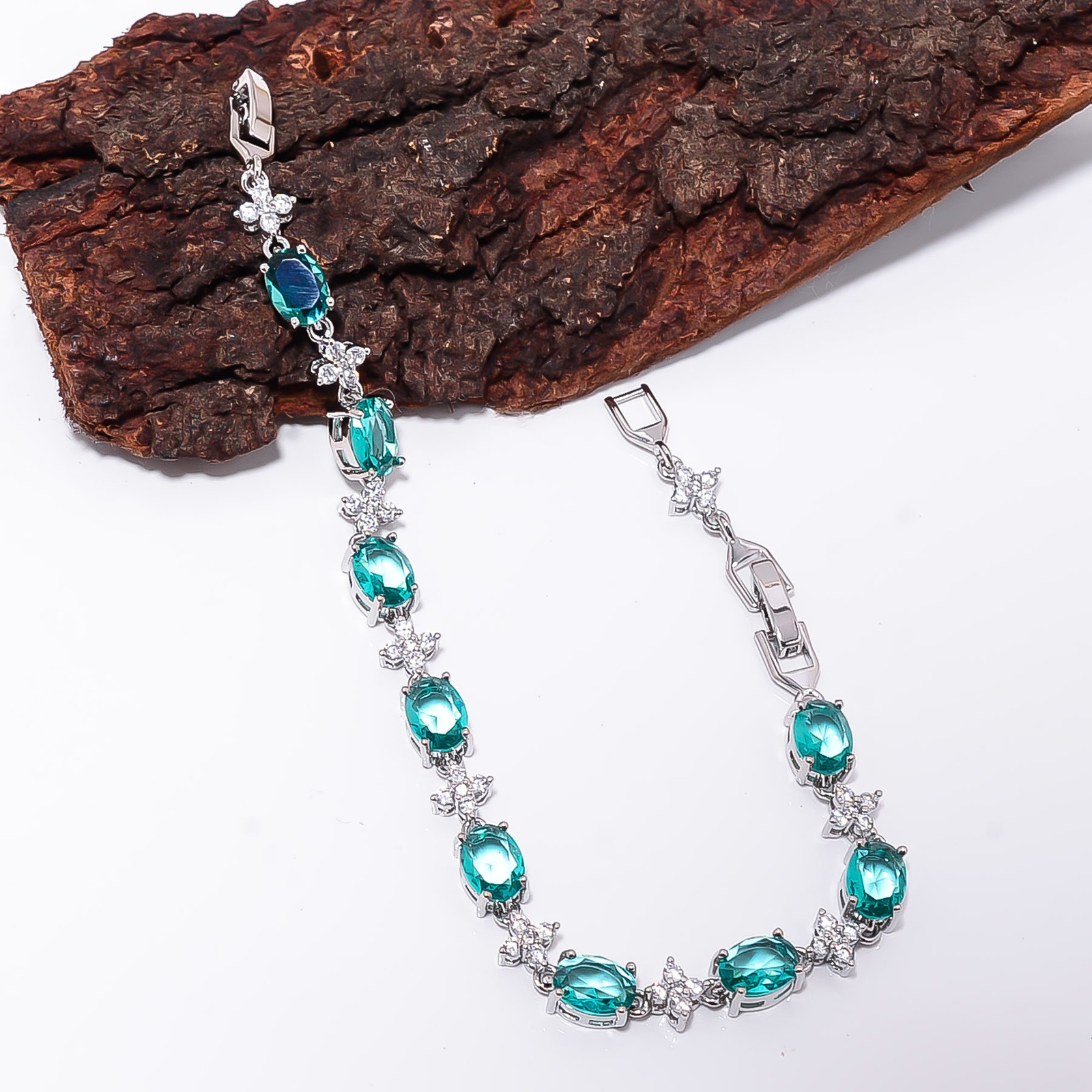 Paraiba Tourmaline, CZ 925 Sterling Silver Adjustable Bracelet 7-8″ B133917