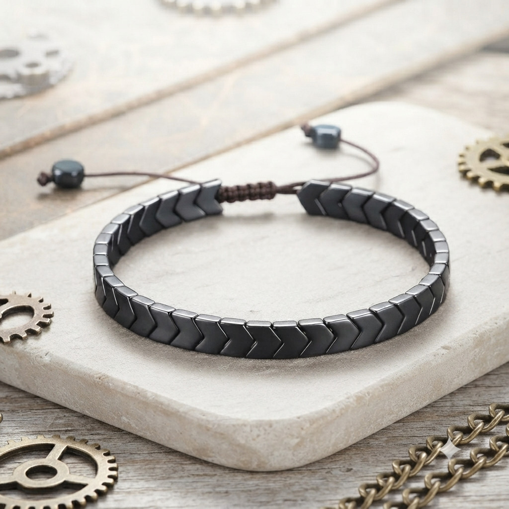 Hematite Bracelet 6.5″ – 8.5″ Natural Black Adjustable Men Women