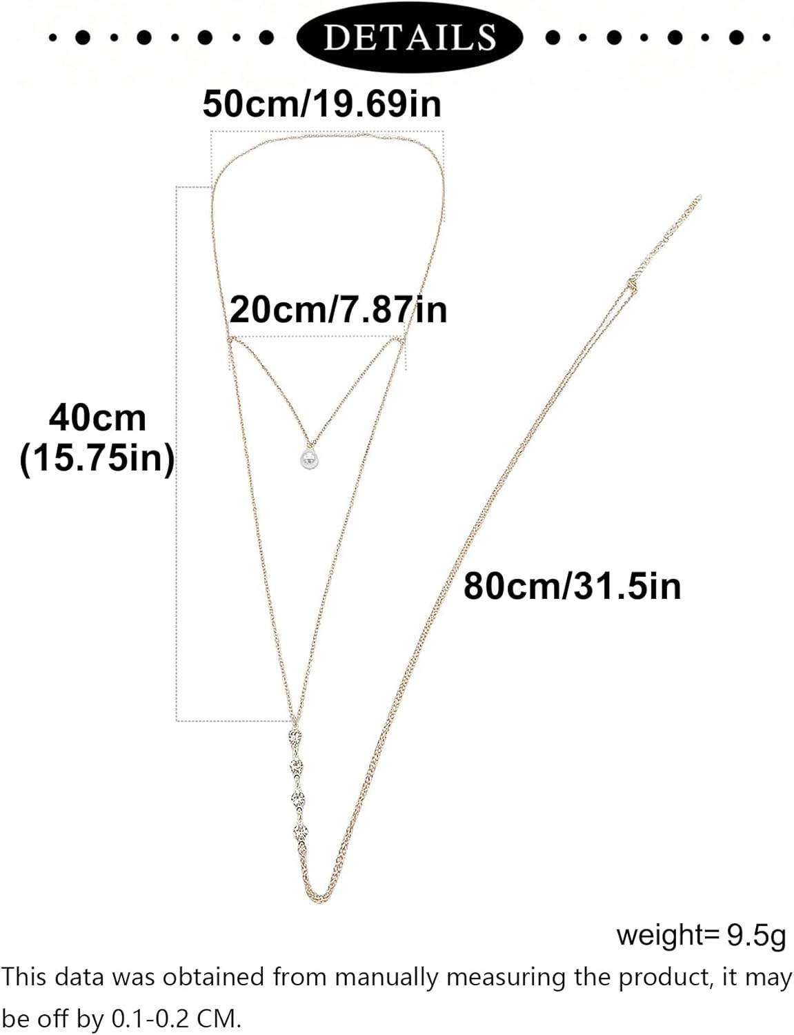 Gold Body Chain Jewelry for Women Back Necklace for Backless Dress Bikini Outfit