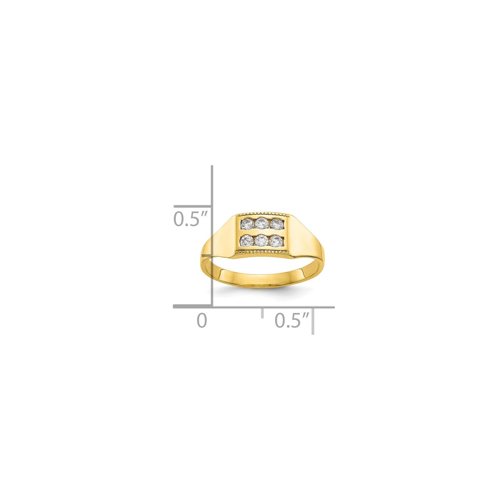 10k Polished 2-Row CZ Size 3 Baby / Childs Ring Womens
