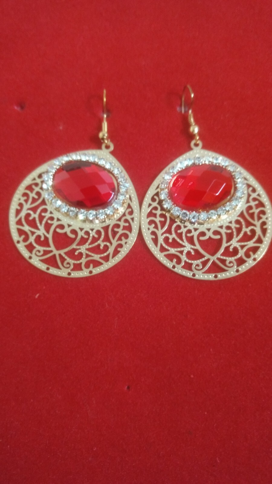 Earring Gold Tone Latest Design CZ Stone Hoop Fashion Party Bollywood Jewelry