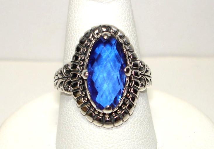 AB Royal Blue (Lab) Sapphire .925 Solid Sterling Silver Ring Size 8