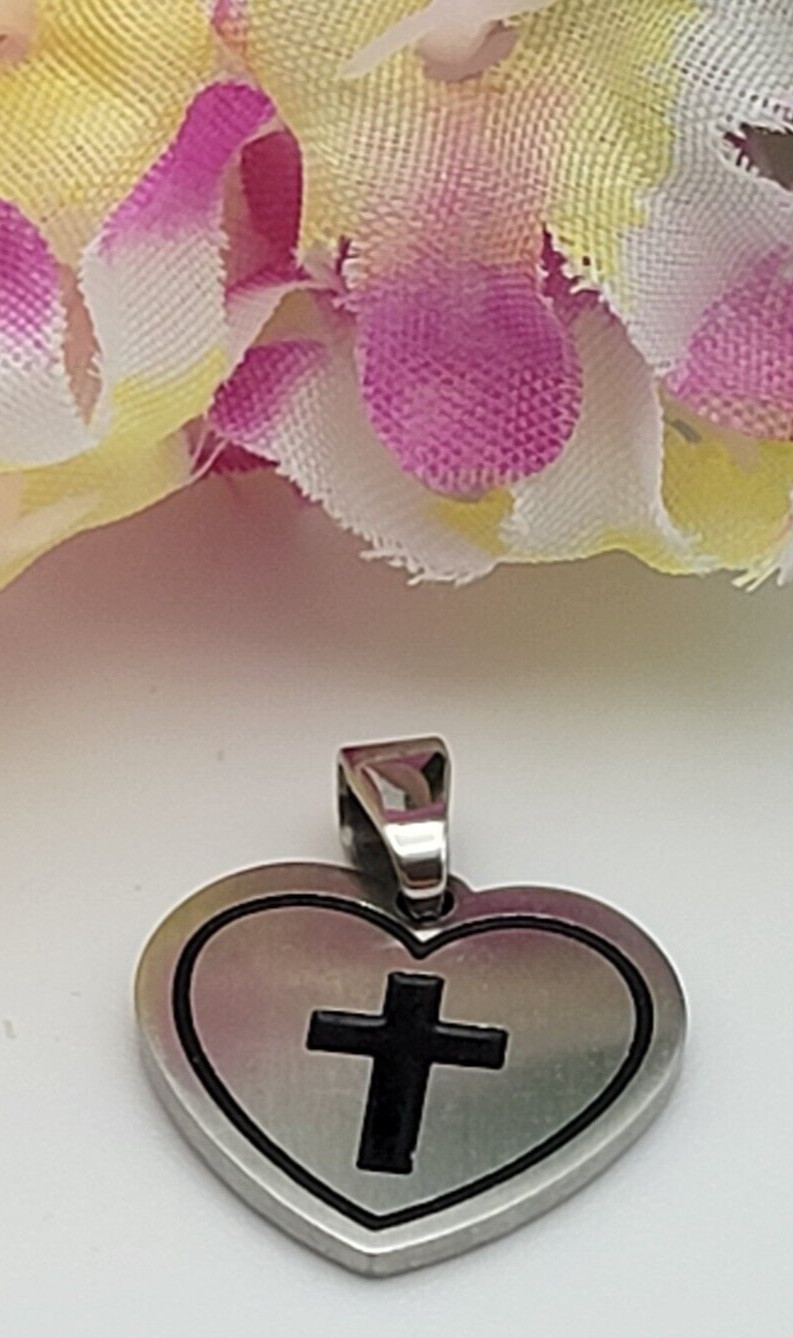 WITH GOD ALL THINGS ARE POSSIBLE Heart Pendant Stainless Steel Signed JCM