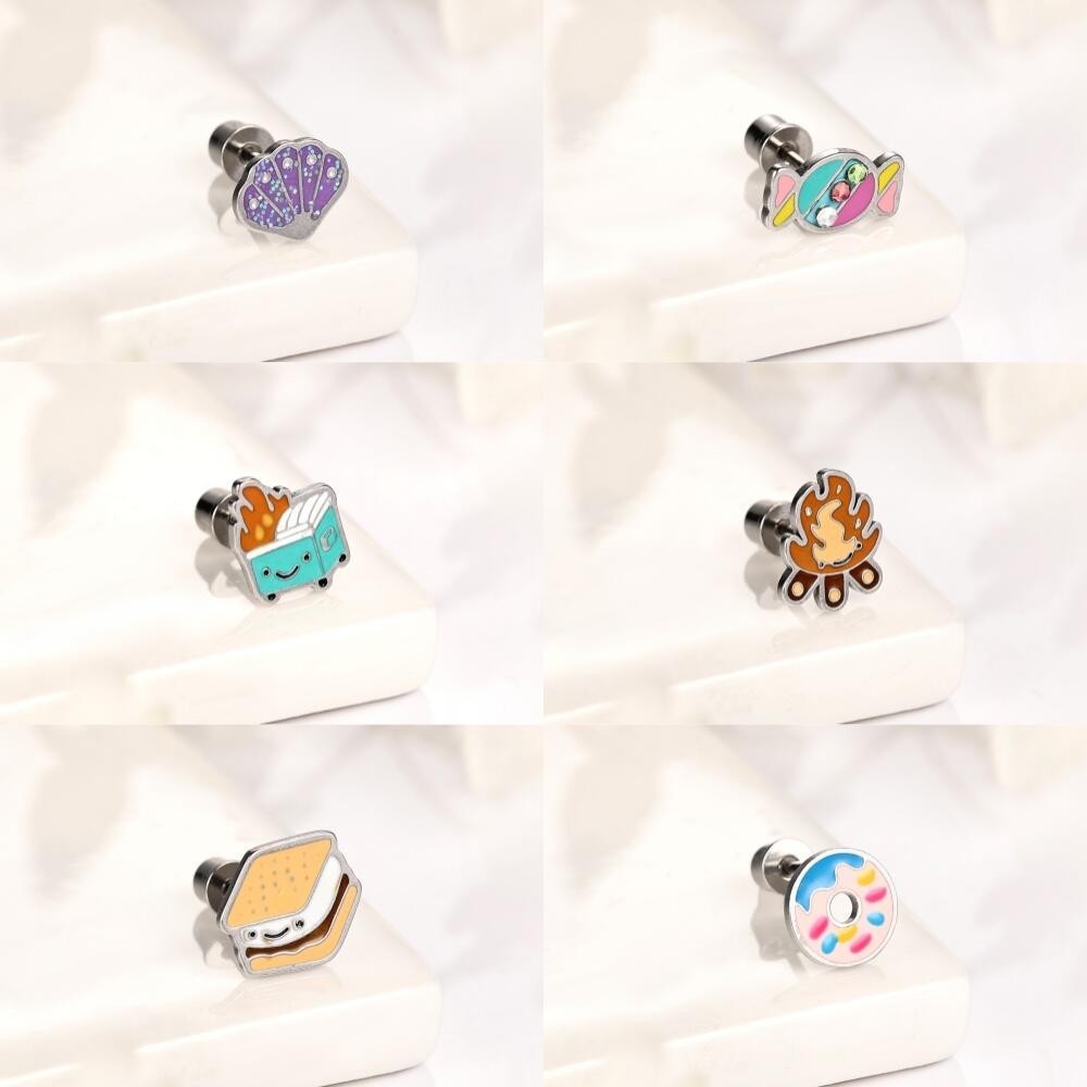 1 Pair 20G Stud Earring Stainless Steel Ear Stud Cute Cartilage Piercing Earring
