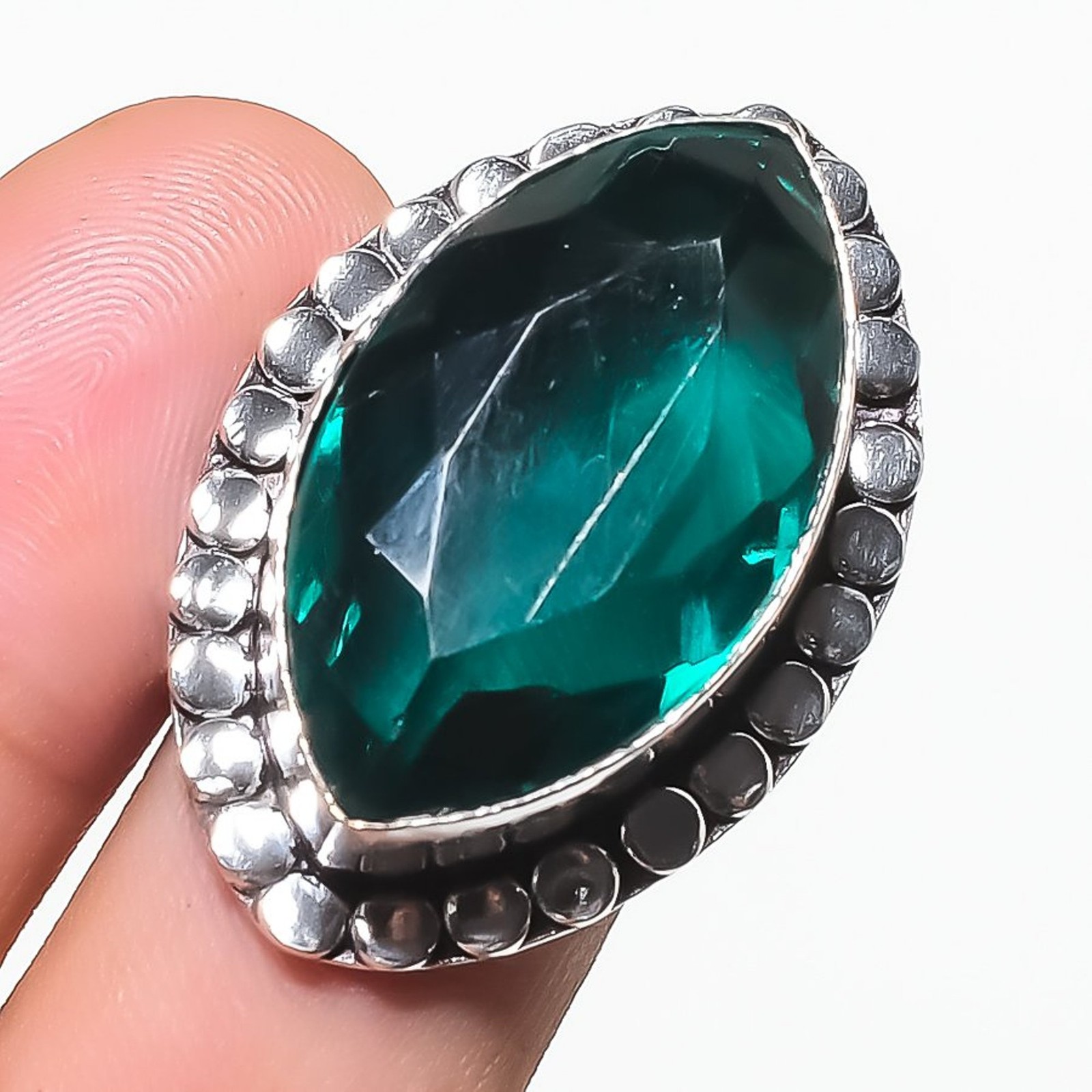 Apatite Quartz Gemstone Adjustable Ring Handmade Awesome Marquise Shape Jewelry