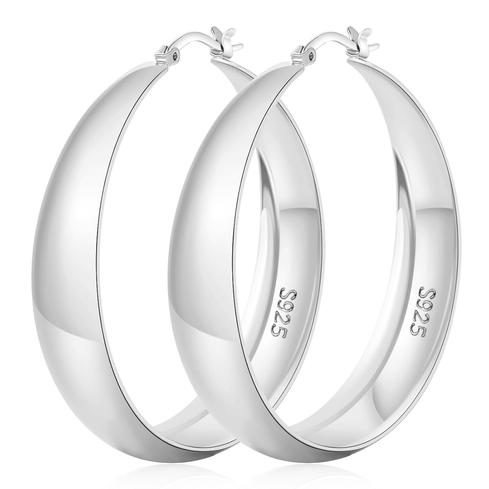 Senteria 12mm Thick Hoop Earrings 925 Sterling Silver Gold Plated