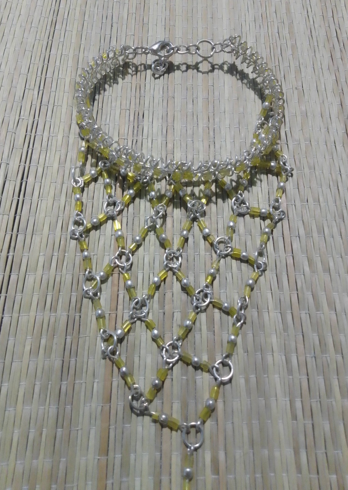 Indian Finger Ring Hand Harness Chain Beads Bracelet Vintage