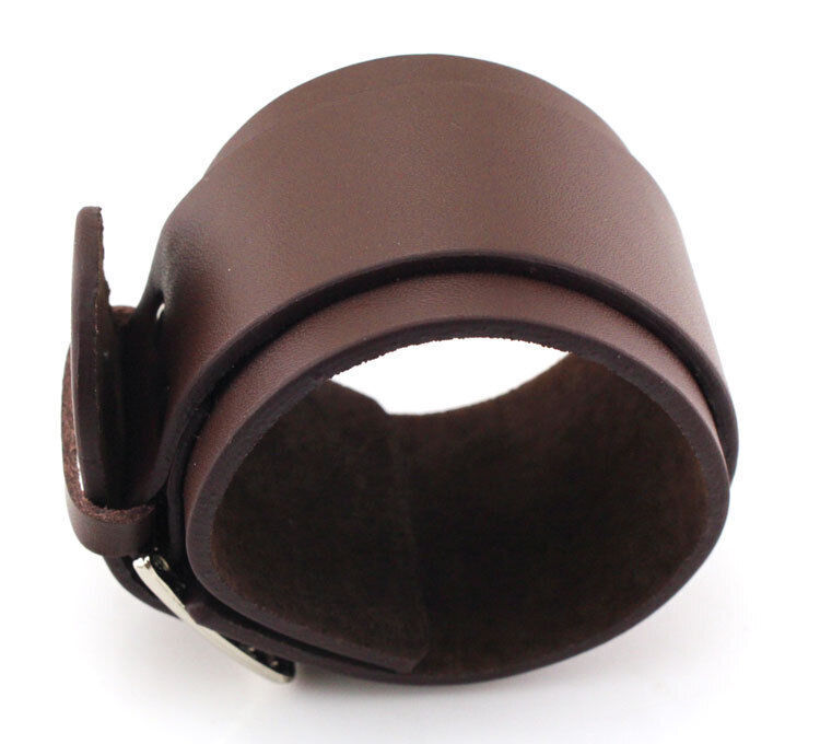 Men’s Punk Wide Leather Wrist Cuff Wrap Bangle Bracelet Wristband Adjustable