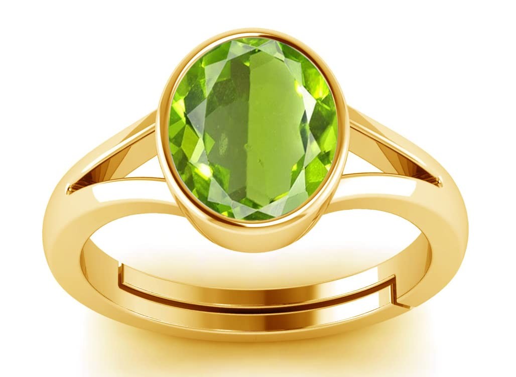5.25 Ratti Certified Natural Peridot Gemstone 22k gold plated Panchdhatu Adju…