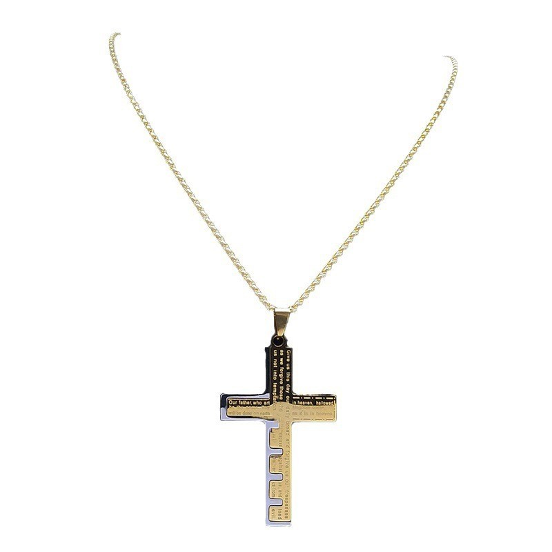 Gold Lord’s Prayer Cross Necklace Ships from USA Christian Gift