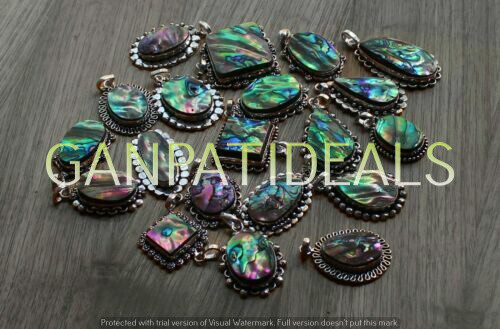 Abalone Shell Gemstone 20 Pcs Wholesale Pendant 925 Silver Plated Jewelry