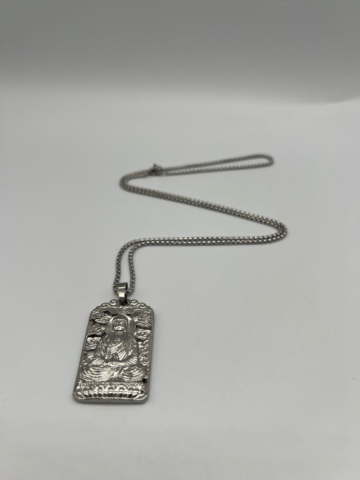 Stainless Steel Tibetan Big Buddha Pure Argentum Patron Saint Pendant