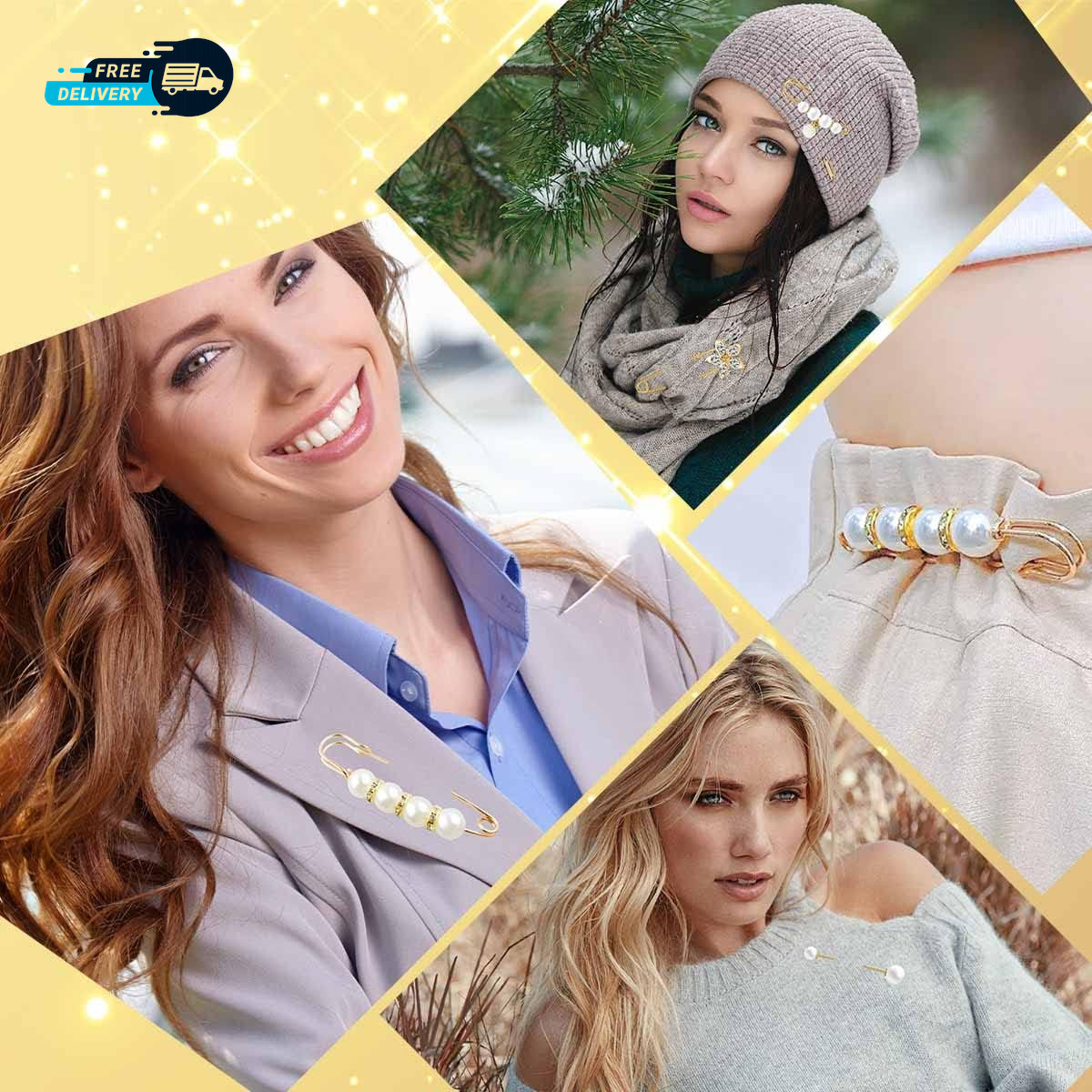5 Pieces Pearl Brooch Safety Pins for Clothes Safety Pin for Women Fashion