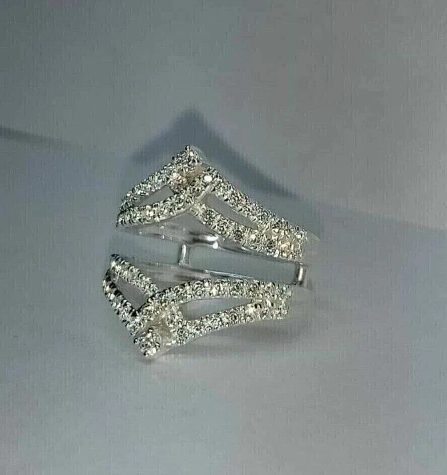 2 Ct Round Simulated Diamond Wedding Enhancer Ring 14k White Gold Plated Silver