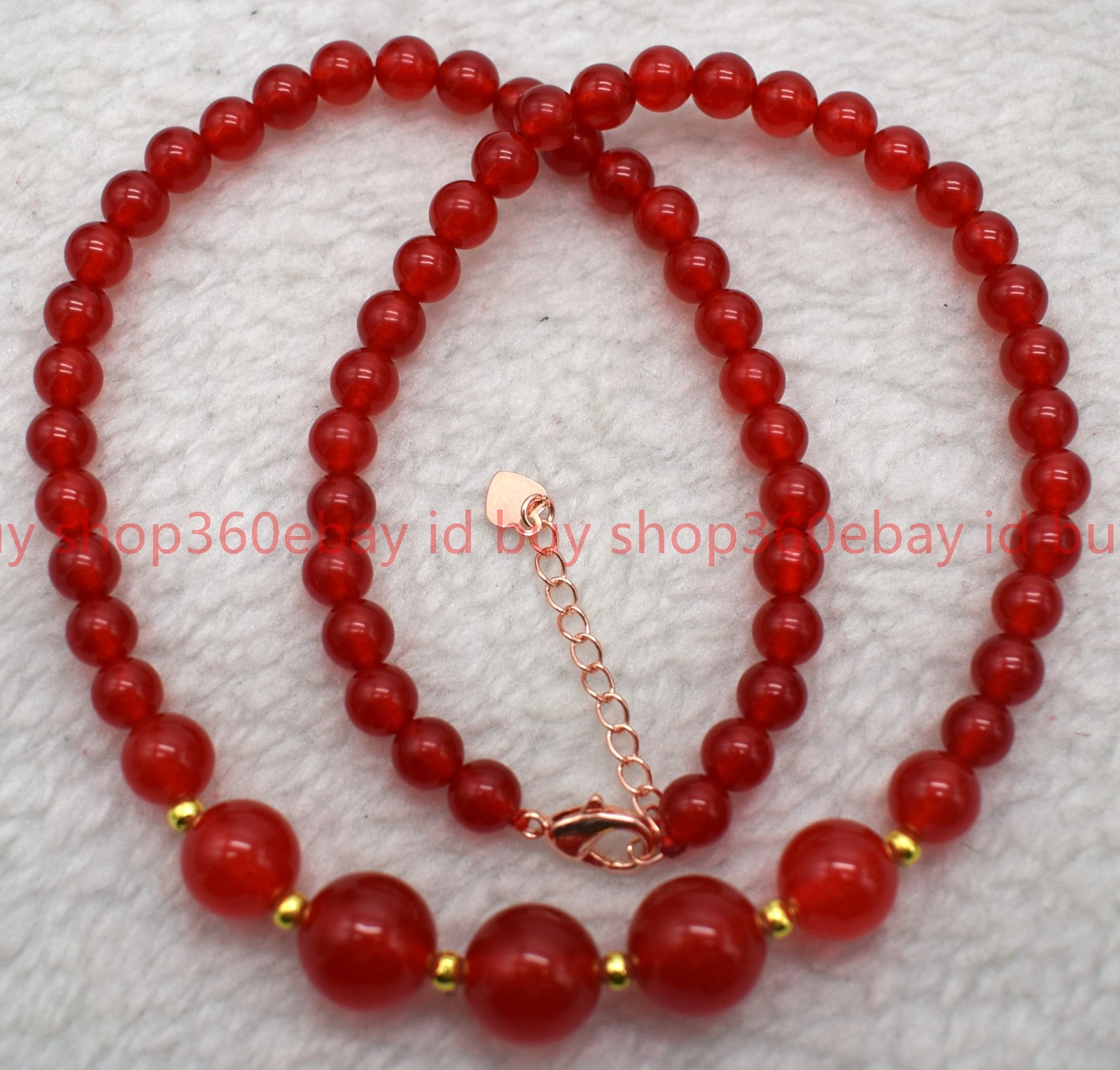 6-12mm Chinese Red Jade Jadeite Round Gemstone Beads Jewelry Necklace 18″