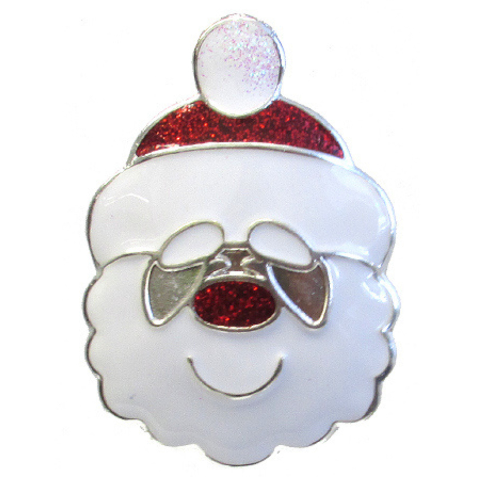 Christmas Santa Lapel Pin and Earrings Set White Gold