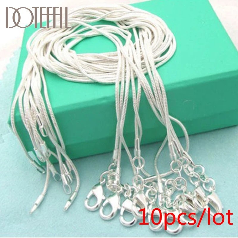 10PCS wholesale 925 sterling solid silver 1MM 16-30inch snake chain necklace