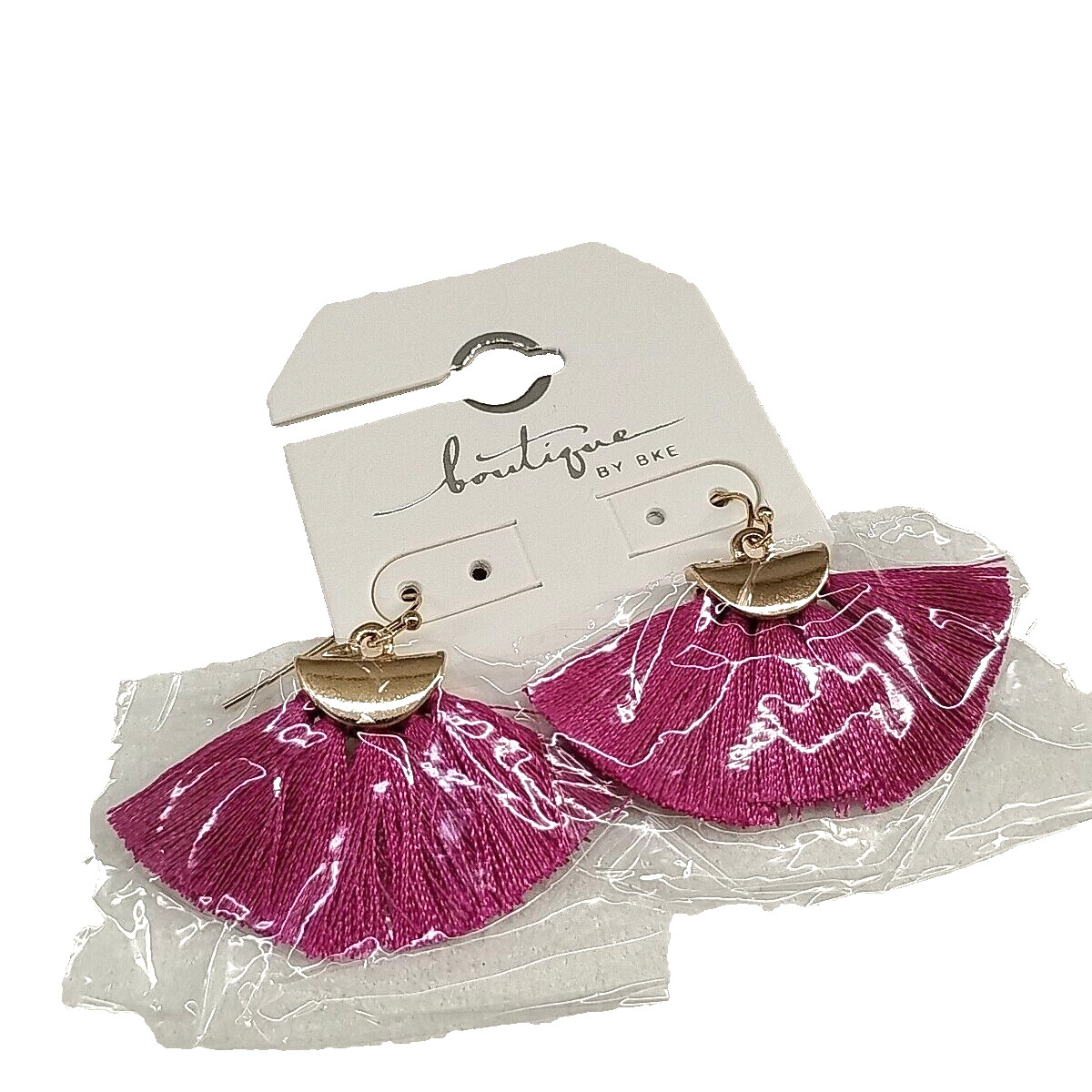Magenta Tassel Earrings Plated Brass Plated Fish Hook Fashion Jewelry