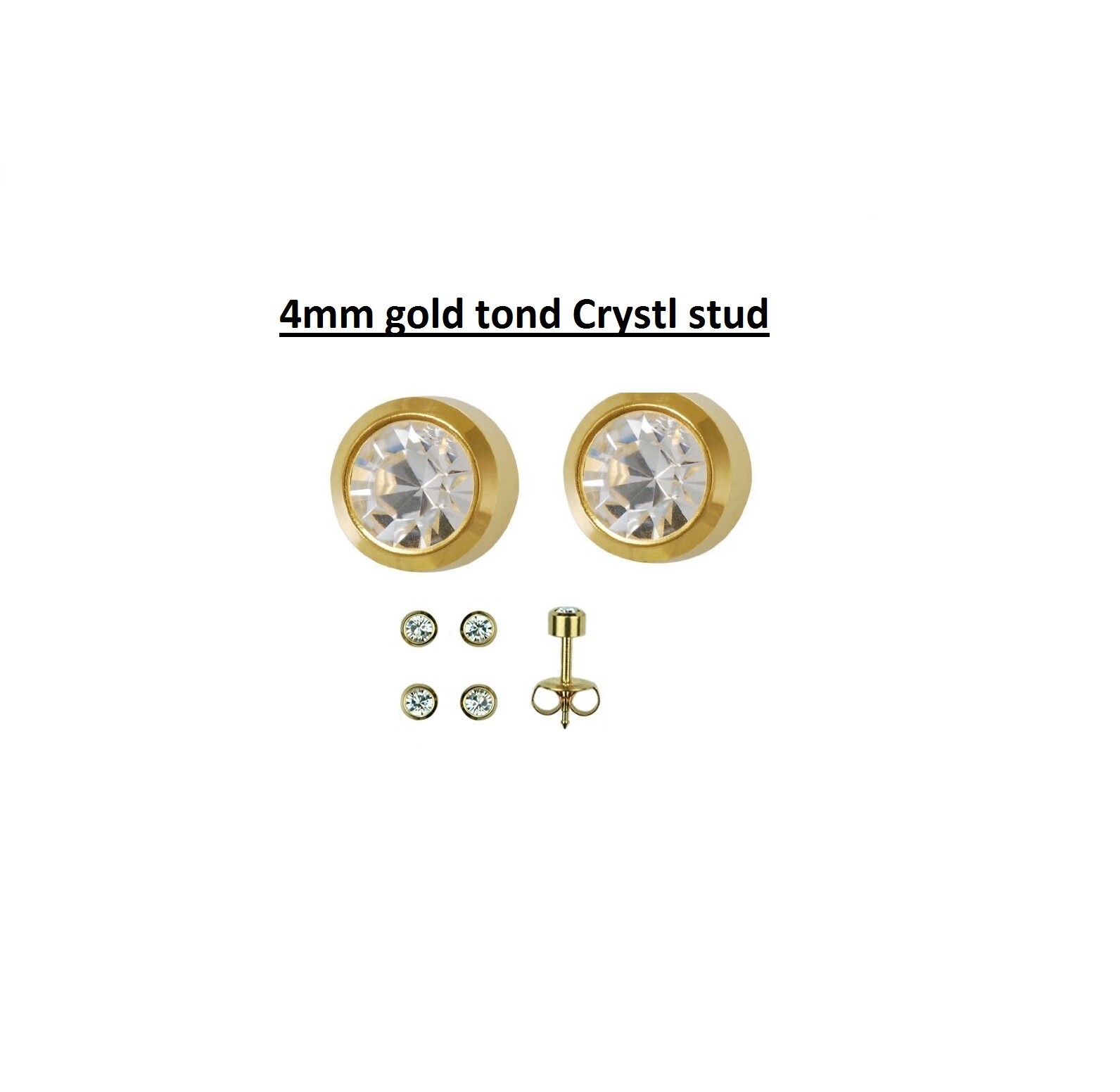 Crystal Stud Earrings 24ct Gold Plated Ear Piercing Studs Earrings Sterile