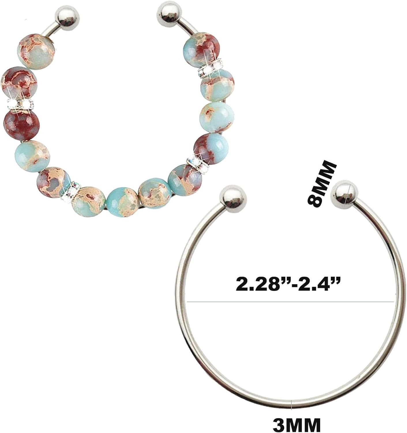 , 15 Packs Beadable Bracelets Adjustable Ball Opening Wire Blank