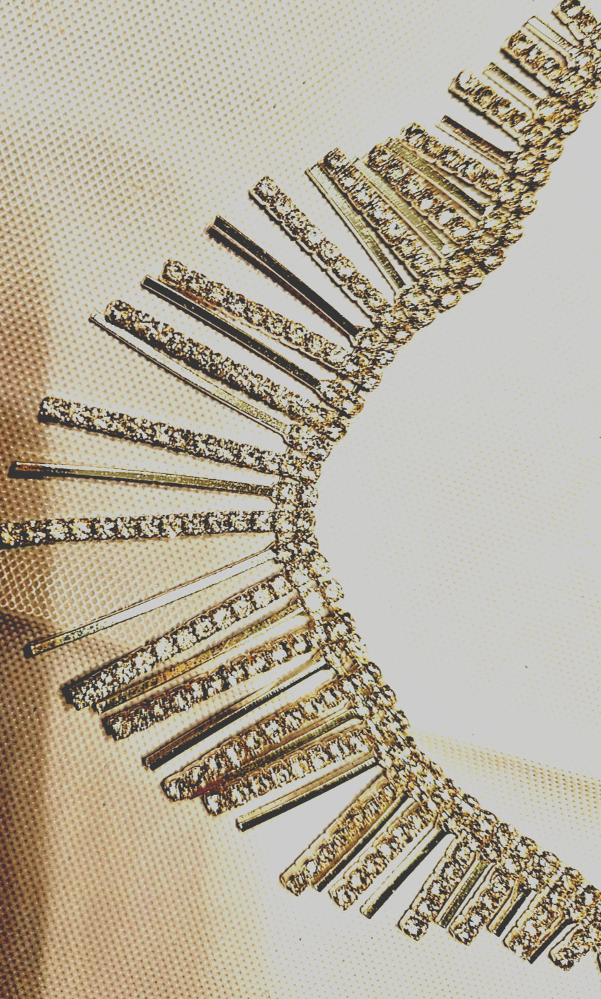 Statement Dangle Rhinestone Fringe Bib Necklace Silver Tone 16″ w 3″ Ext