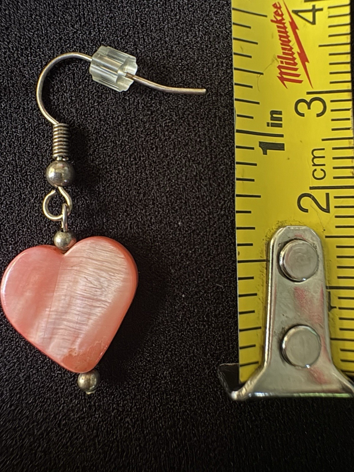 Pink & White Bunny and Heart dangle hook earrings set, metal/plastic