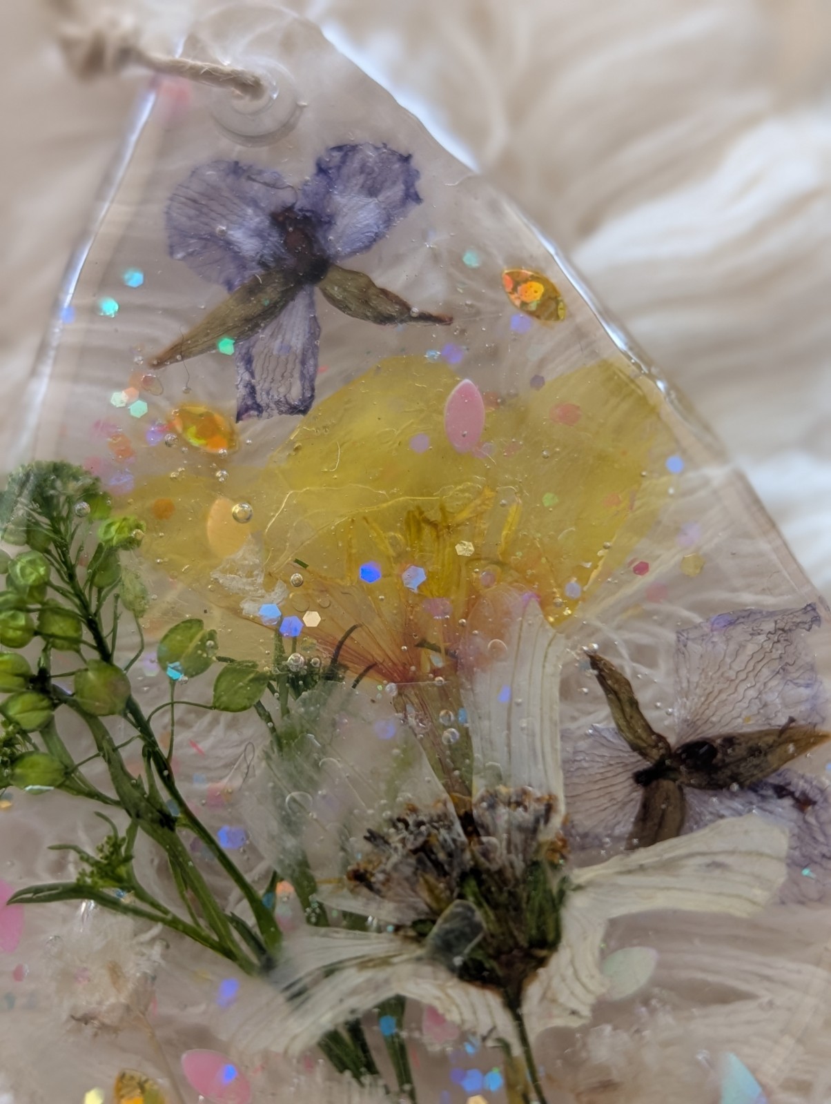 Handmade Pressed Grass Flower Resin Charm Pendant Jewelry