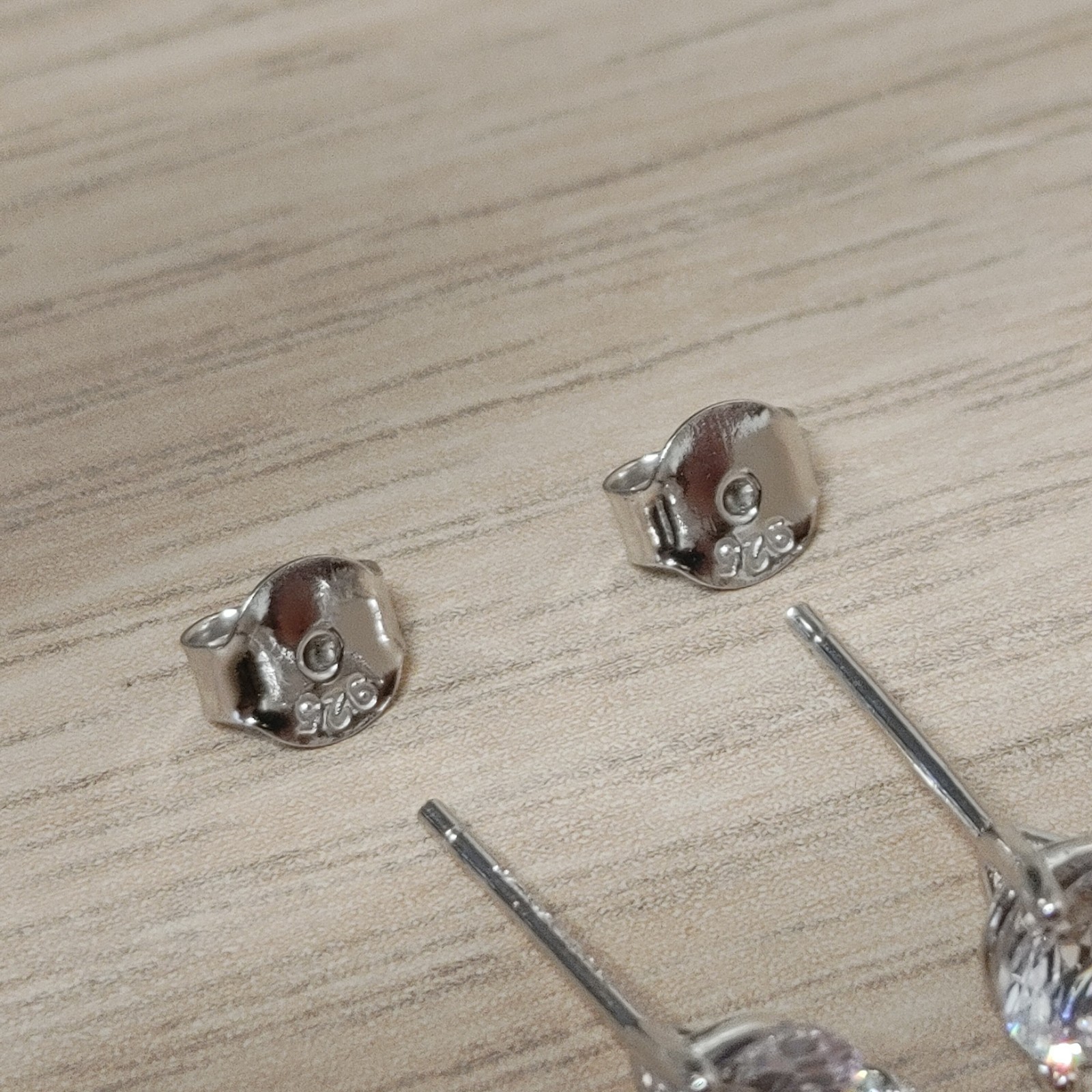 Sterling Silver Cubic Zerconia Stud Earrings Clear Round 925 NWOT
